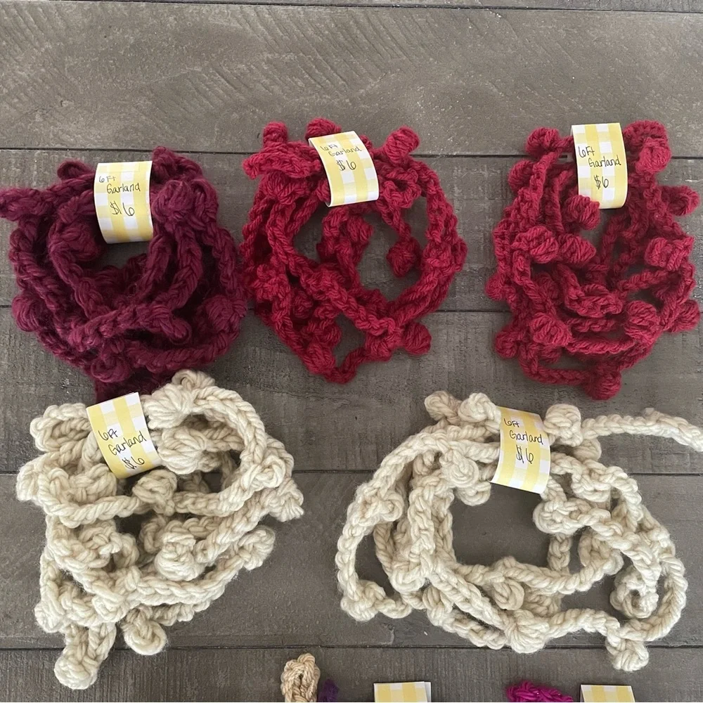 Handmade crochet bobble garland